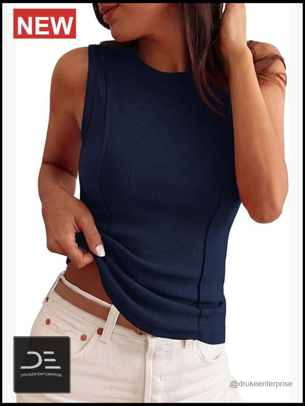 Sleeveless Ribbed Tank Top Fitted Stretchy Summer Y2K Going Out Top